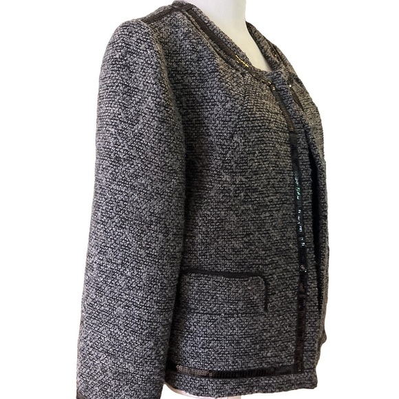 Cynthia Rowley Women Black White Tweed Sequin Polyester Blazer Jacket - Picture 3 of 7